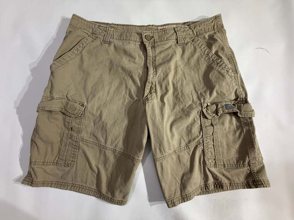 Wrangler Relaxed Fit Cargo Shorts Khaki Tan Cotton Utility Mens 40